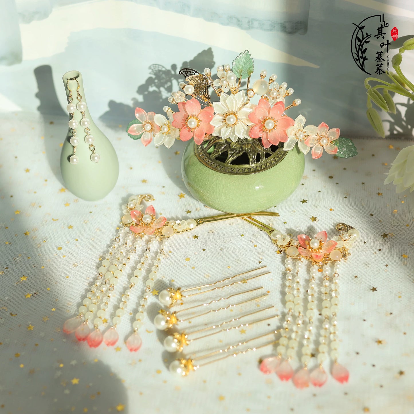 Hanfu Hair Accessories Set: Peachy