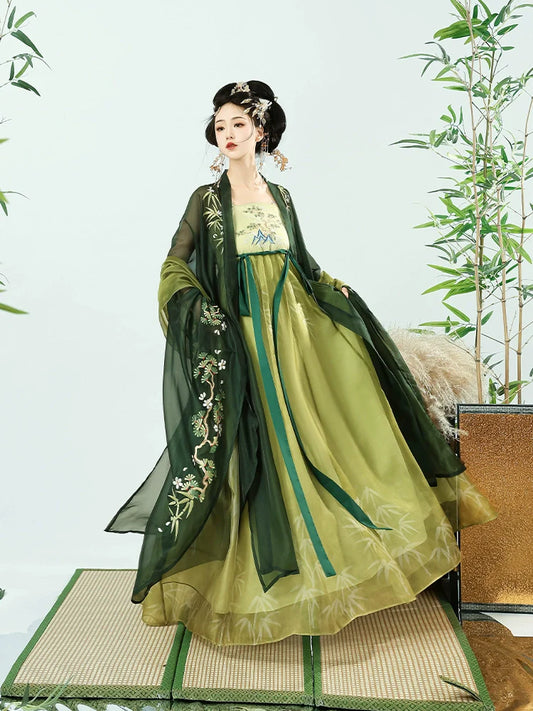 Bamboo Stream 竹涧松 - Tang Dynasty Style Hanfu Dress Heziqun