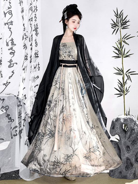 Ink Bamboo 墨竹 - Song Dynasty Style Qiyao Ruqun Hanfu