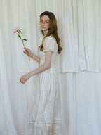 White Floral Corset Waist Dress