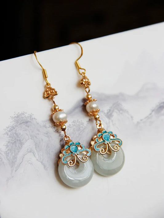 Jade Ping'an Chinese Style Earrings
