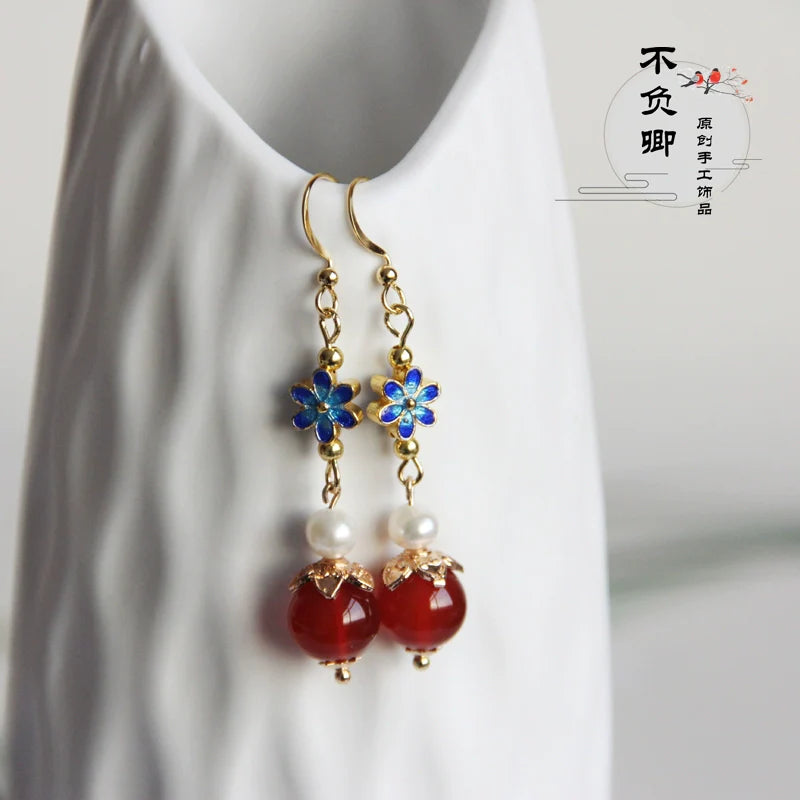 Dark Fleur Chinese Style Earrings