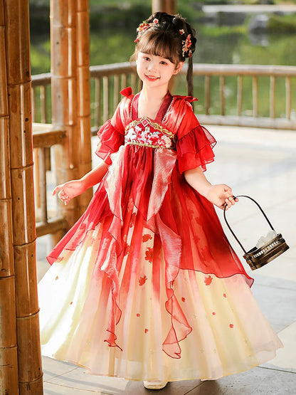 Ruby - Tang Dynasty Hanfu Dress, Princess Costume for Girls