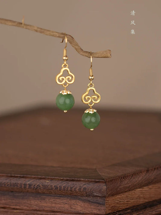 Jade Clouds Chinese Style Earrings