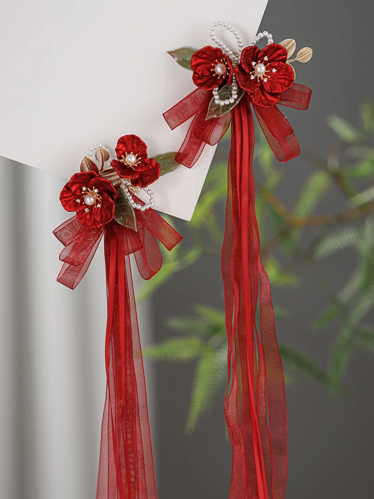Bow Hair Clip: Rouge Camellia