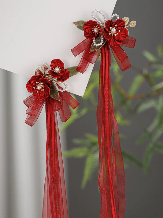 Bow Hair Clip: Rouge Camellia