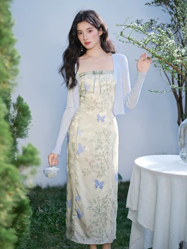 Mist Butterflies - New Chinese Style Floral Sundress