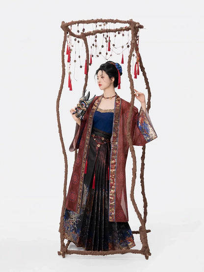 Shen Wu 神傩 - Modern Ming Dynasty Weaving Gold Mamianqun Outfit (Preorder)