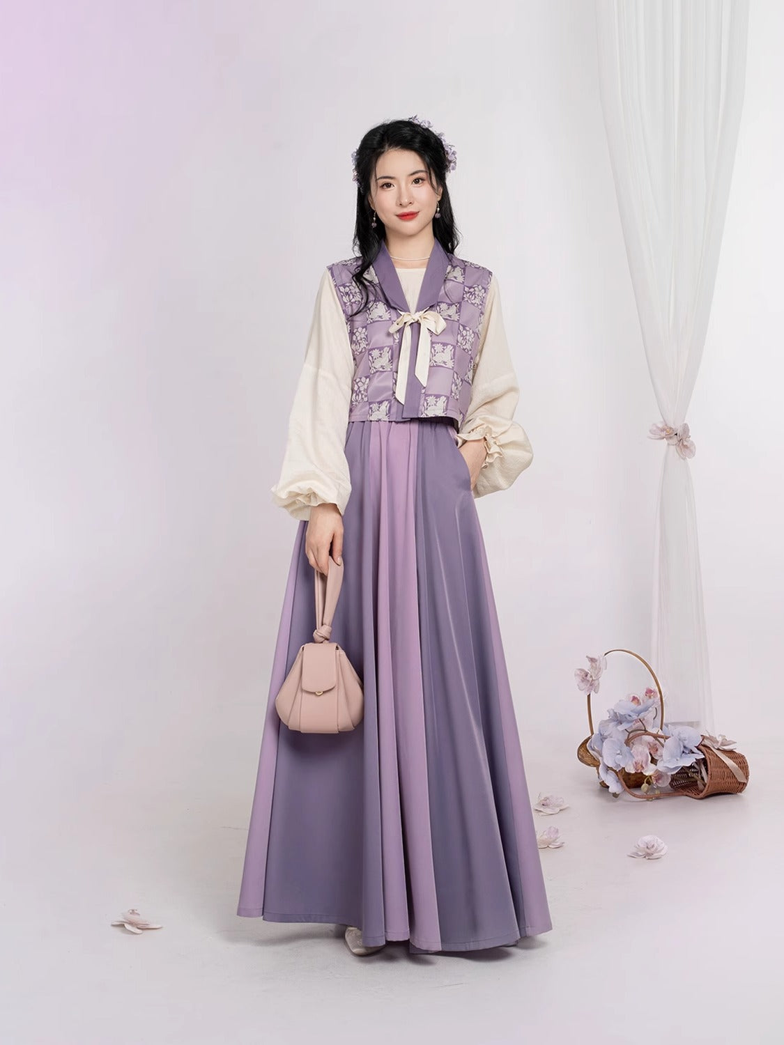 Taro Milk Tea 芋泥奶茶 - New Chinese Style Tang Dynasty Beizi Hanfu (Preorder)