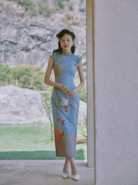 Zhiyin 枝影 - Spring and Summer Short Sleeve Hong Kong-Style Ramie Cheongsam (Preorder)