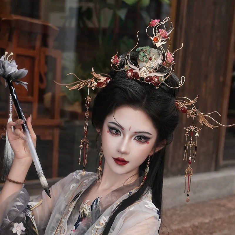 Hanfu Hair Accessories Set: Crane Shadow