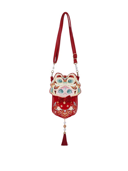 Golden Snake Hanfu Embroidery Phone Bag for Women