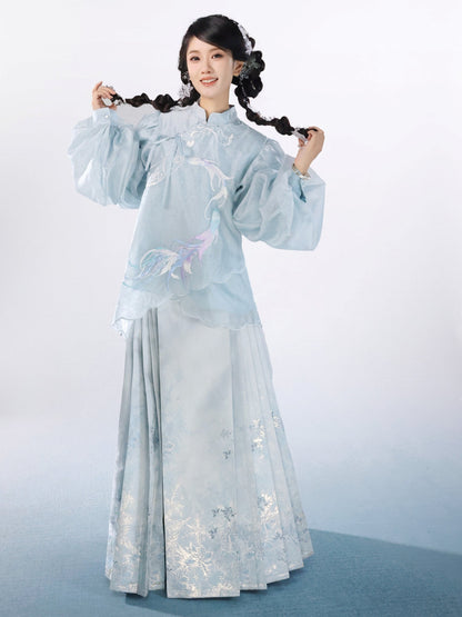 Frost and Snow 霜雪 - New Chinese Style Ming Dynasty Top and Mamianqun Set (Preorder)