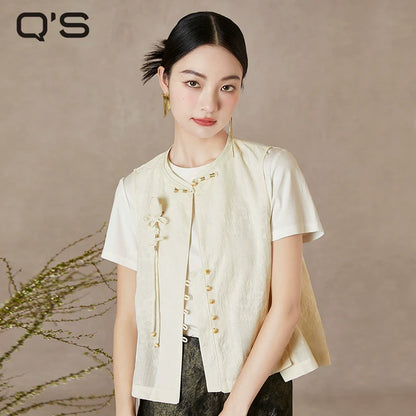 Lixia - New Chinese Style Jacquard Women Vest