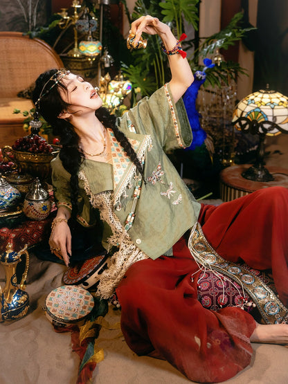 Linglu Sanskrit 菱路梵音 - Modern Dunhuang Inspired Hanfu Outfit for Summer (Preorder)