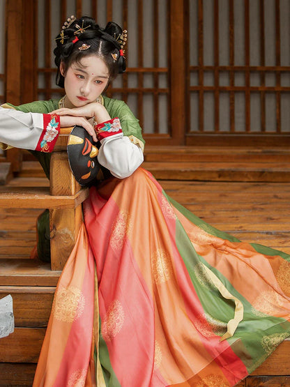 Pine - Tang Dynasty Style U-shaped Collar Qiyao Ruqun