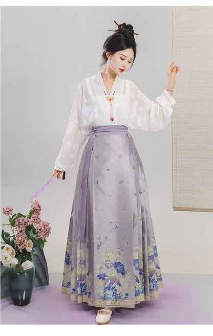 Ming Dynasty Modern Hanfu, Mamianqun, Flower Spirit 花为棂