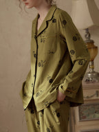 Vintage Rose Embroidered Pajama Set