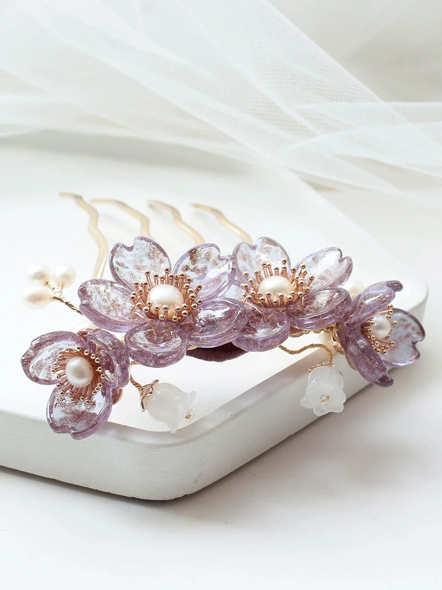 Hair Clips: Glass Flowers