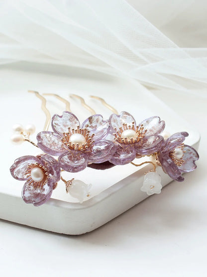 Hair Clips: Glass Flowers