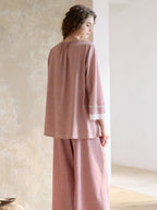 Blush Lace Collar Pajama Set