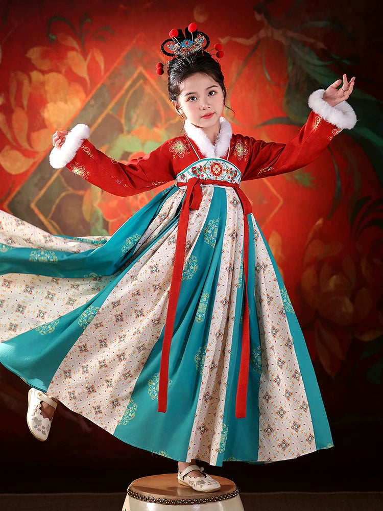 Madison - Winter Hanfu Dress, Dunhuang Flying Fairy Costume for Girls