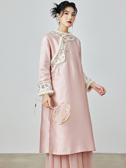 Frost Moon - Padded Cheongsam Dress for Autumn and Winter