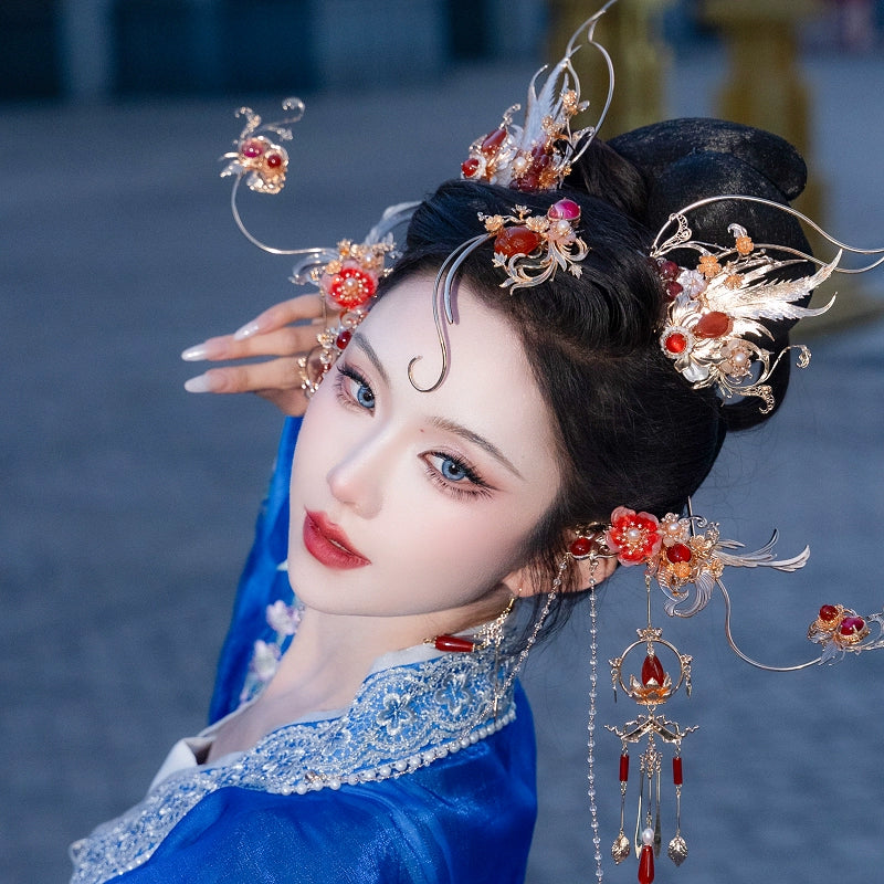 Hanfu Hair Accessories Set: Red Fox