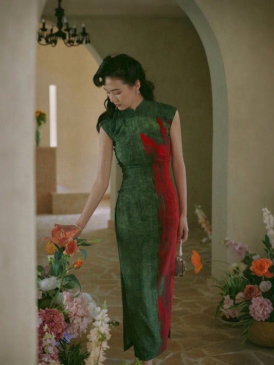 Forest Flowers 林中花 - Spring and Summer Short Sleeve Hong Kong-Style Ramie Cheongsam (Preorder)