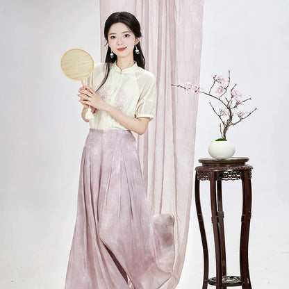 Ming Dynasty x Modern Hanfu: Summer Mist 粉雾花影 (Preorder)