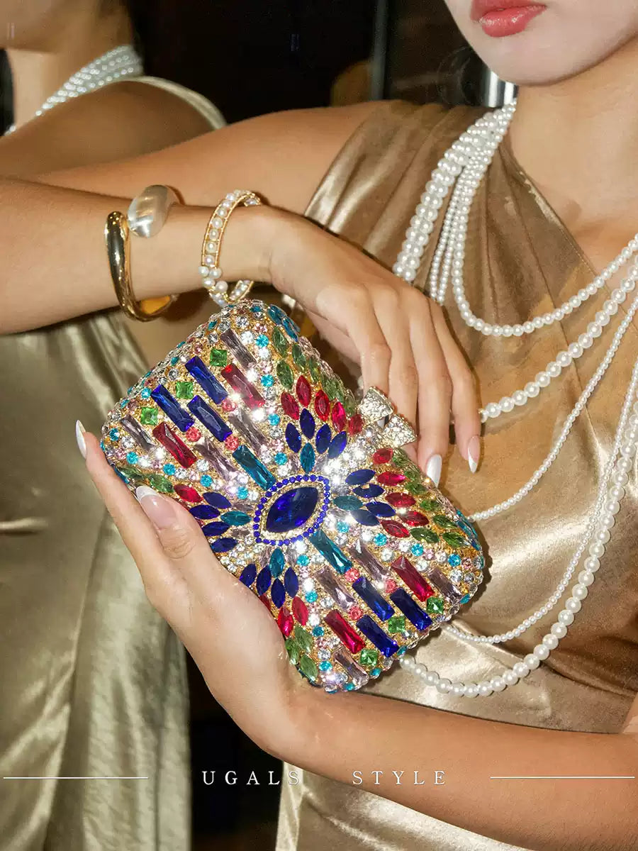 Vintage Glam Sparkling Rhinestone Jewel Box Banquet Clutch Bag