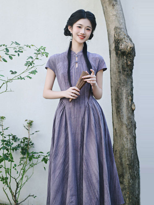 Pastel Winds 紫风 - New Chinese Style Cheongsam Dress