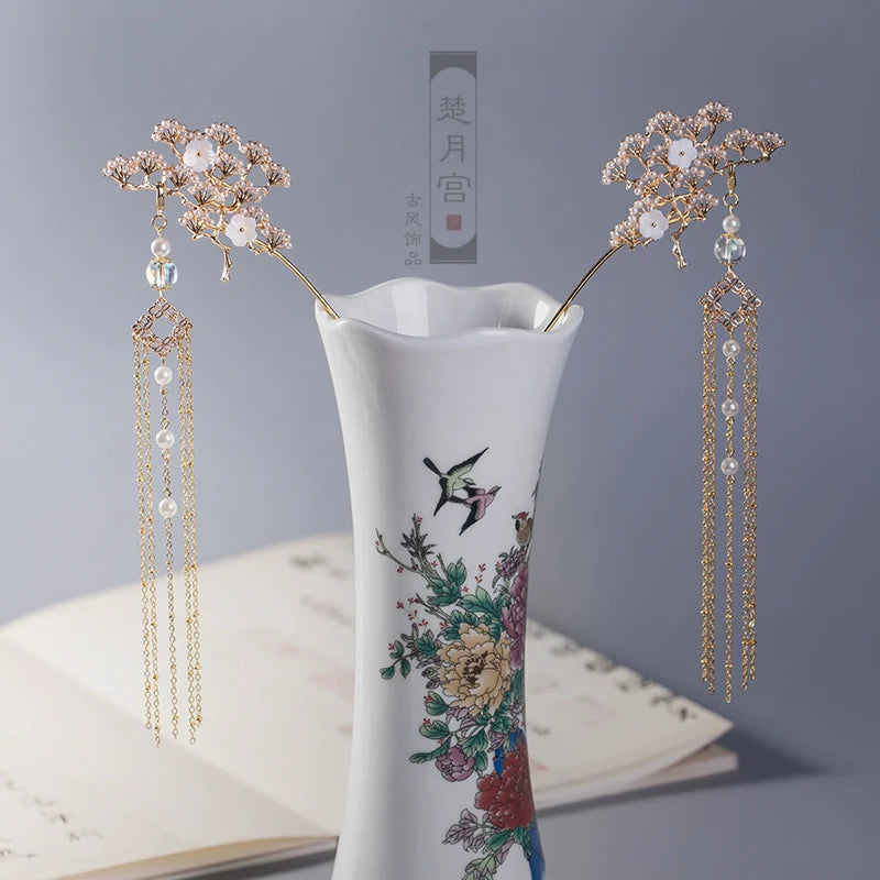 Long Tassels Hair Stick: Cedar