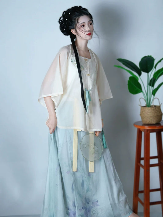 Qianran - New Chinese Style Ming Dynasty Hanfu Matching Set