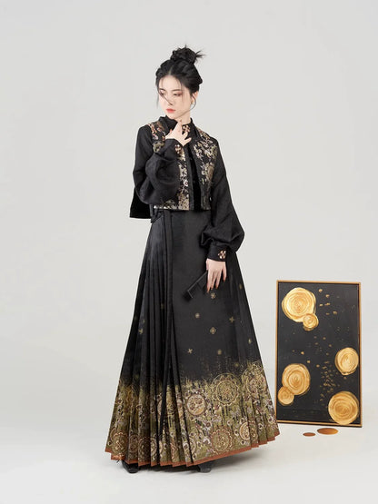 Ming Dynasty Modern Hanfu, Mamianqun, Golden Mirror 金花玉镜 (Preorder)