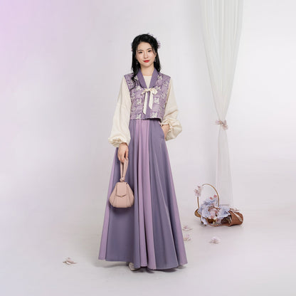 Taro Milk Tea 芋泥奶茶 - New Chinese Style Tang Dynasty Beizi Hanfu (Preorder)