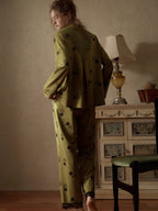 Vintage Rose Embroidered Pajama Set