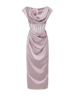 Fairytale Pearl Blossom Satin Dress