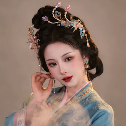 Hanfu Hair Accessories Set: Phoenix wears Peony