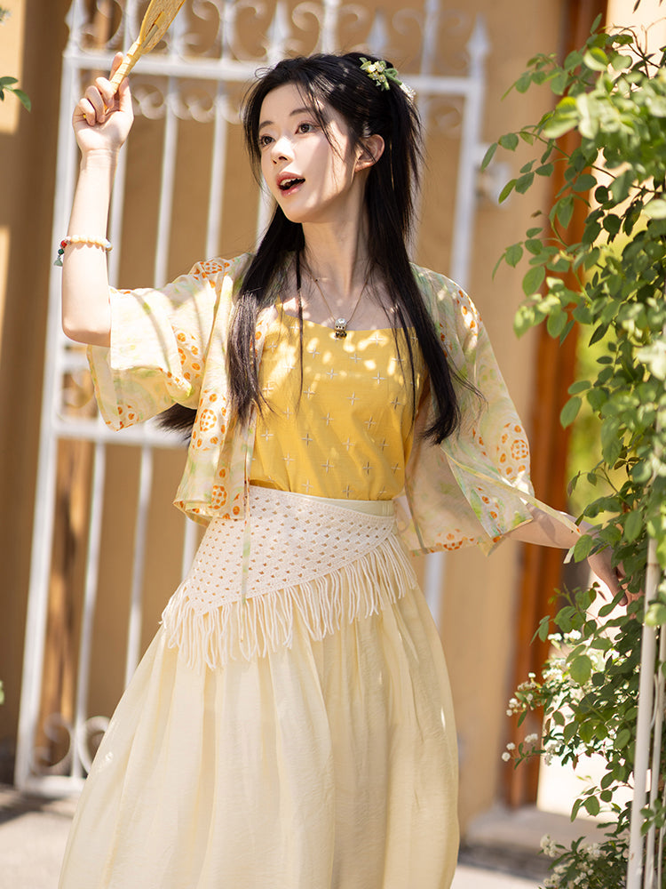 Pastoral Symphony 田园交响 - Tang Dynasty New Chinese Style Cotton Bloomers Outfit (Preorder)