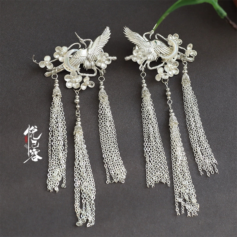 Hair Clips: Crane Chasing