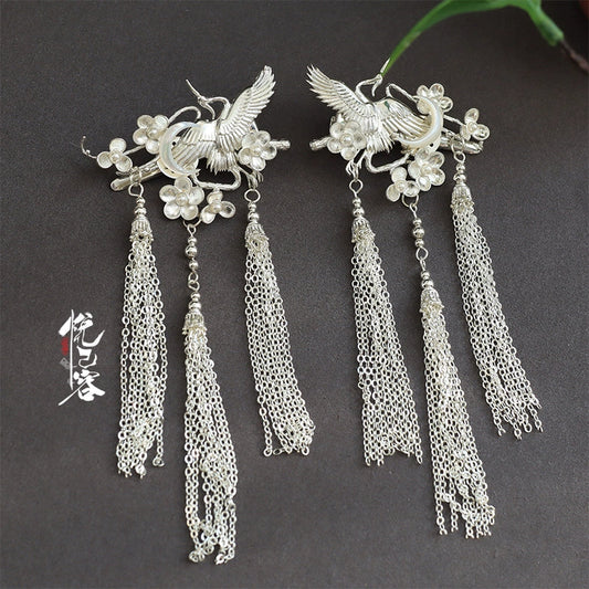 Hair Clips: Crane Chasing