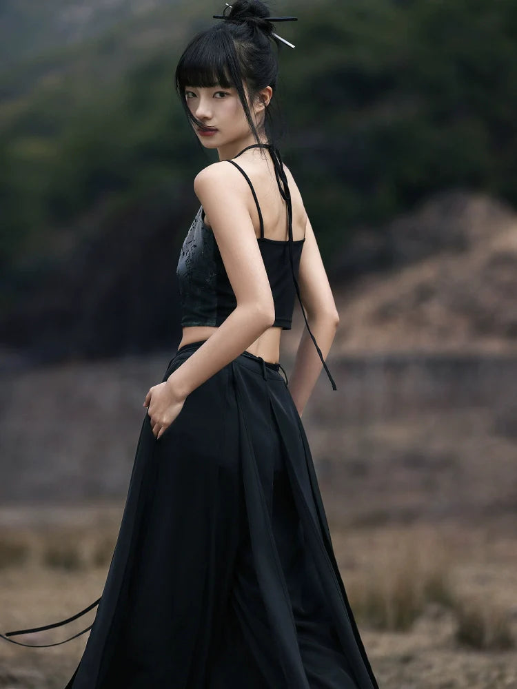 New Chinese Style Halter Camisole - Calligraphy