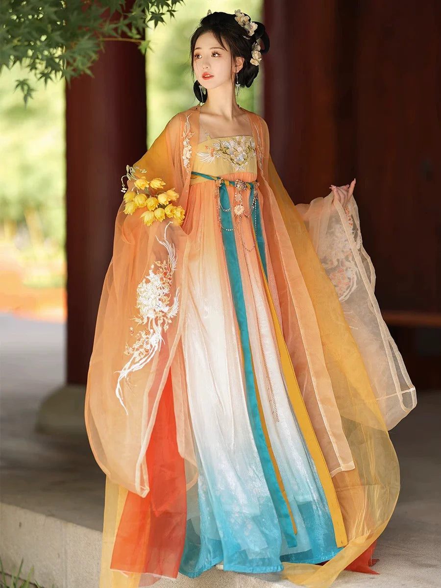 Listen to Rain 听雨 - Tang Dynasty Style Hanfu Dress Heziqun