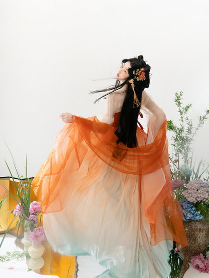 Orange Mint 橘香 - Tang Dynasty Style Hanfu Dress Heziqun