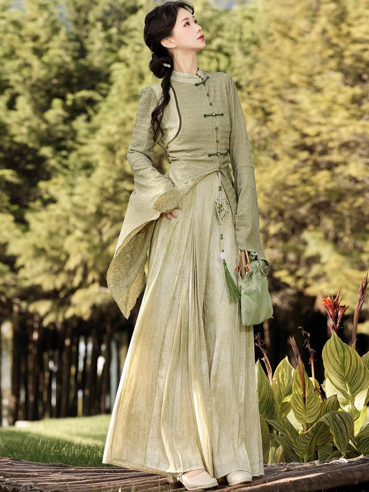 Qingti 青提 - New Chinese Style Modern Cheongsam Outfit