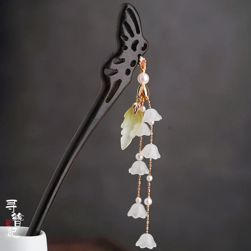 Ebony Hair Stick: Wind Chimes