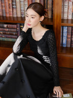 Black Vintage Floral Accent Skirt