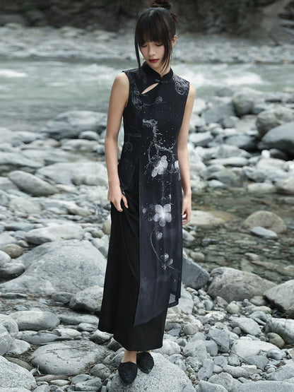 New Chinese Style Stand-Up Collar Cheongsam Dress