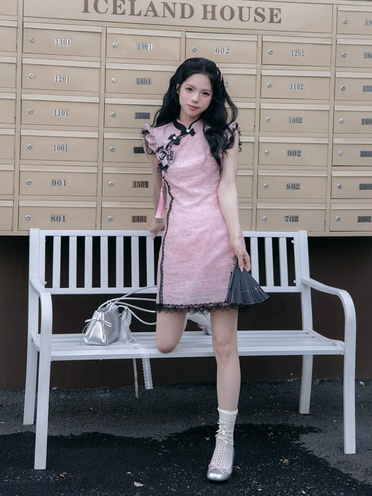 Heart Powder 觅心粉黛 - New Chinese Style Cheongsam Dress (Preorder)